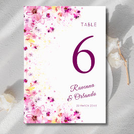 Tarjeta De Mesa Rosa Flor de Peonía Rosa Arte Boda Romántica