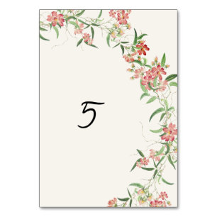 Tarjeta De Mesa Rosa Flor Silvestre Primavera Guirnalda Boda