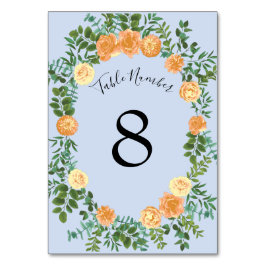 Tarjeta De Mesa Rosa Floral Boda azul claro de color azul pálido