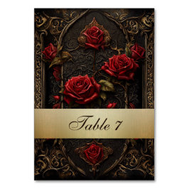 Tarjeta De Mesa Rosa gótica roja