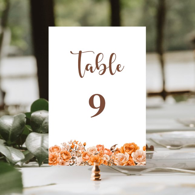 Tarjeta De Mesa Rosa naranja Boda Floral Número de tabla (Subido por el creador)