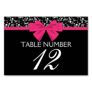 Tarjeta De Mesa Rosa negra y blanca rosada