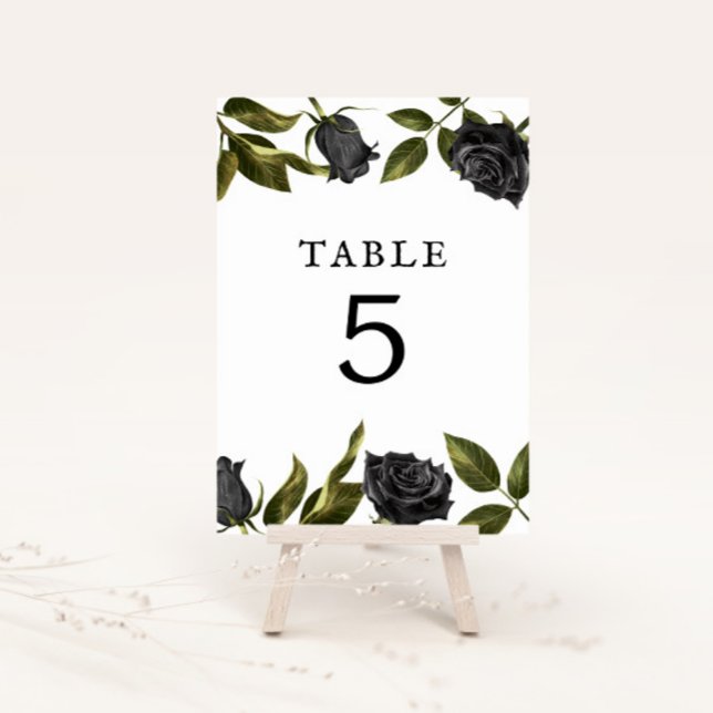 Tarjeta De Mesa Rosa negro gótico blanco ducha de novia (Subido por el creador)