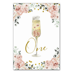 Tarjeta De Mesa Rosa Oro y Rosa Polvoriento Soiree Ducha Nupcial