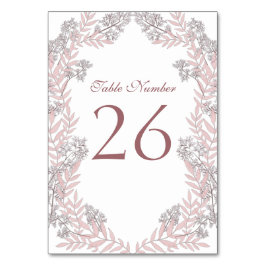 Tarjeta De Mesa Rosa Polvo Boda rosa Vintage Botánico