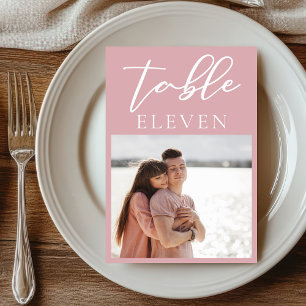 Tarjeta De Mesa Rosa Polvoriento Boda de fotografía de pareja rosa