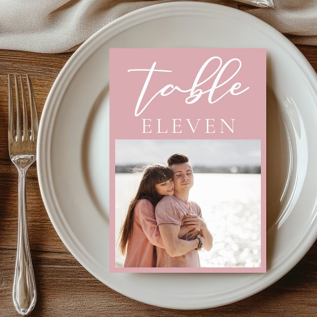 Tarjeta De Mesa Rosa Polvoriento Boda de fotografía de pareja rosa (Subido por el creador)