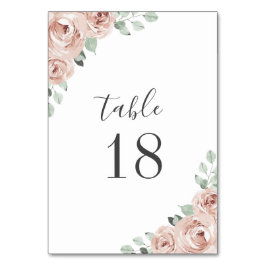 Tarjeta De Mesa Rosa Polvoriento Floral Acuarela Elegante Boda
