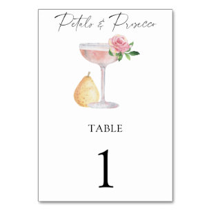 Tarjeta De Mesa Rosa Prosecco - número de tabla boda