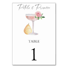 Tarjeta De Mesa Rosa Prosecco - número de tabla boda