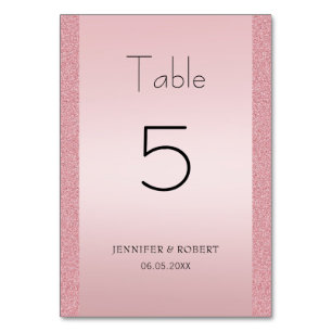 Tarjeta De Mesa Rosa Purpurina de oro Elegant Guión manuscrito