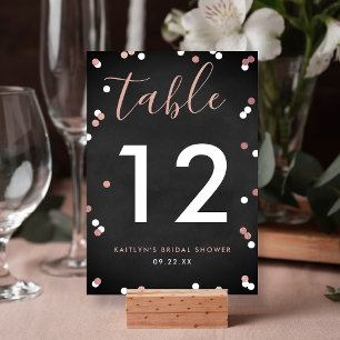 Tarjeta De Mesa Rosa Relieve metalizado dorado Confetti Bridal Sho