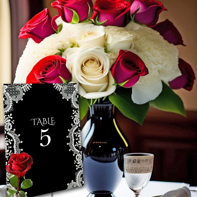 Tarjeta De Mesa Rosa Roja Bella Lace Blanca (Subido por el creador)