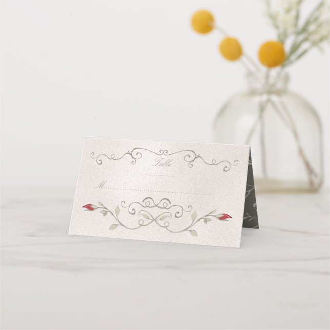 Tarjeta de mesa | Rosa Roja Elegante de Boda de Be (Anverso)