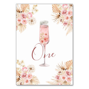 Tarjeta De Mesa Rosa Rosa Boho Soiree Ducha de novia Número de mes