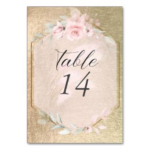 Tarjeta De Mesa Rosa rosa y oro de Rubor