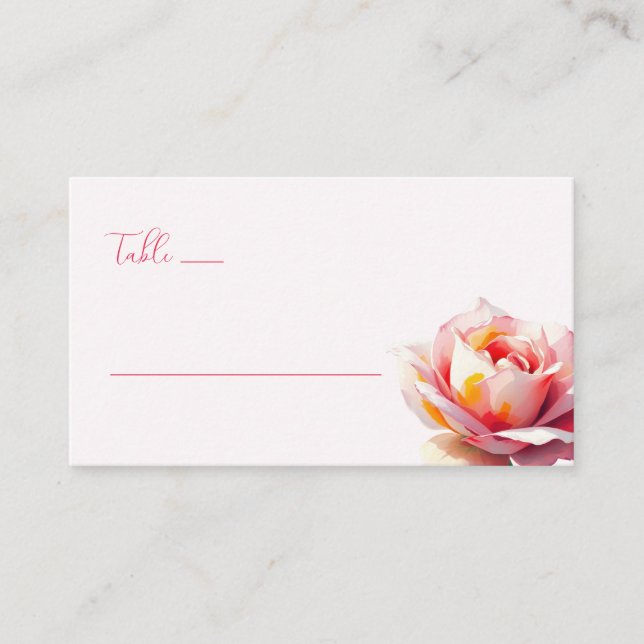 Tarjeta De Mesa Rosa Serena de Acuarela Rosa (Anverso)