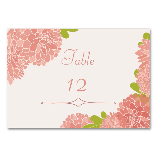 Tarjeta De Mesa Rosa suave de Rubor Dahlia Boda (Anverso)