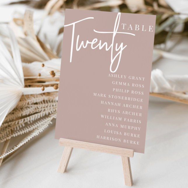 Tarjeta De Mesa Rosa Taupe Hand Scripted Table VEINTE Nombres de i (Subido por el creador)