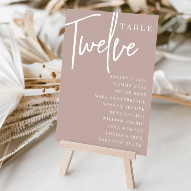 Tarjeta De Mesa Rosa Taupe Hand Scripting Table DOCE Nombres de in (Subido por el creador)