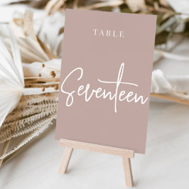 Tarjeta De Mesa Rosa Taupe Tabla con guiones manuales DIECISÉIS