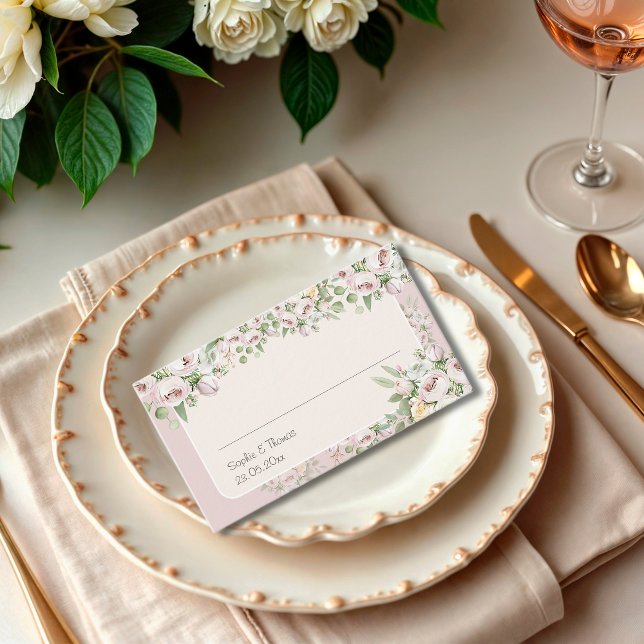 Tarjeta De Mesa Rosa turbio boda de acuarela floral (Subido por el creador)