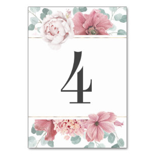 Tarjeta De Mesa Rosa turbio Boda floral Número de tabla