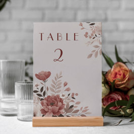 Tarjeta De Mesa Rosa turbio Boda floral Número de tabla