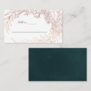 Tarjeta De Mesa Rosa verde esmeralda Boda de flores de oro