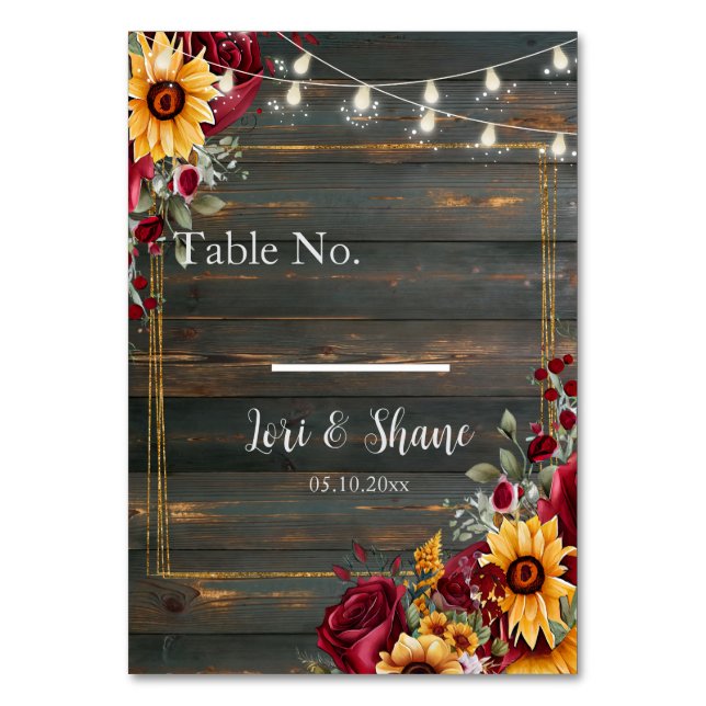 Tarjeta De Mesa Rosa y Boda Aster (Anverso)