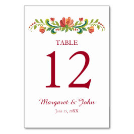 Tarjeta de mesa rosada roja y rosa