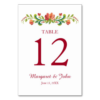 Tarjeta de mesa rosada roja y rosa