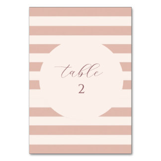 Tarjeta De Mesa Rosado Polvoriento Rayas Marco Circular