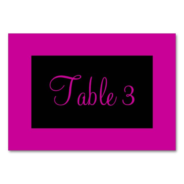 Tarjeta De Mesa Rosado y Negro Numerado (Reverso)