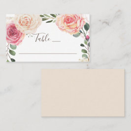 Tarjeta De Mesa Rosas acuarela. Boda de jardín floral elegante