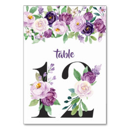 Tarjeta De Mesa Rosas acuarela púrpura y lavanda núm. 12