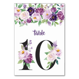 Tarjeta De Mesa Rosas acuáticos n.º 10 de color morado y lavanda