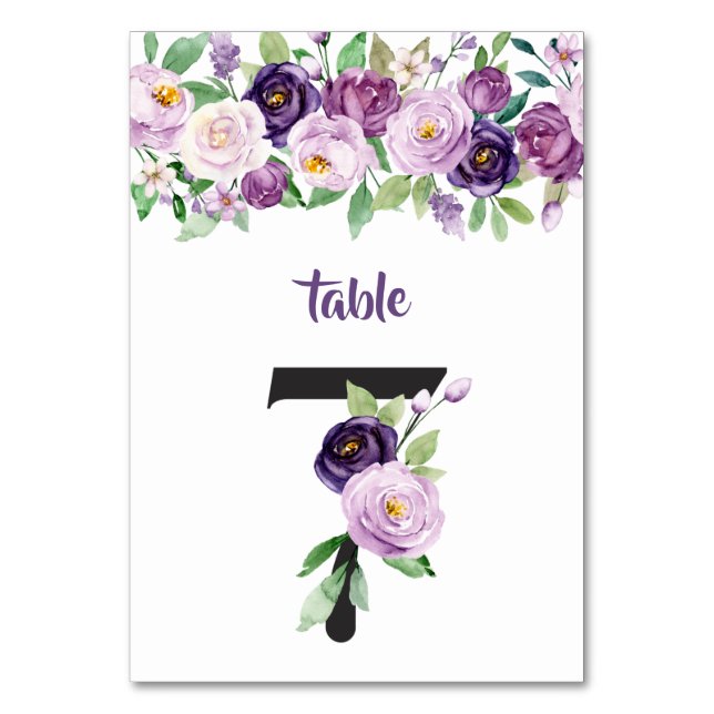 Tarjeta De Mesa Rosas acuáticos n.º 7 Purple & Lavender (Anverso)