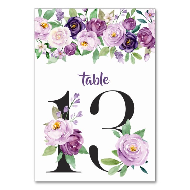 Tarjeta De Mesa Rosas acuáticos No. 13 Purple & Lavender (Anverso)