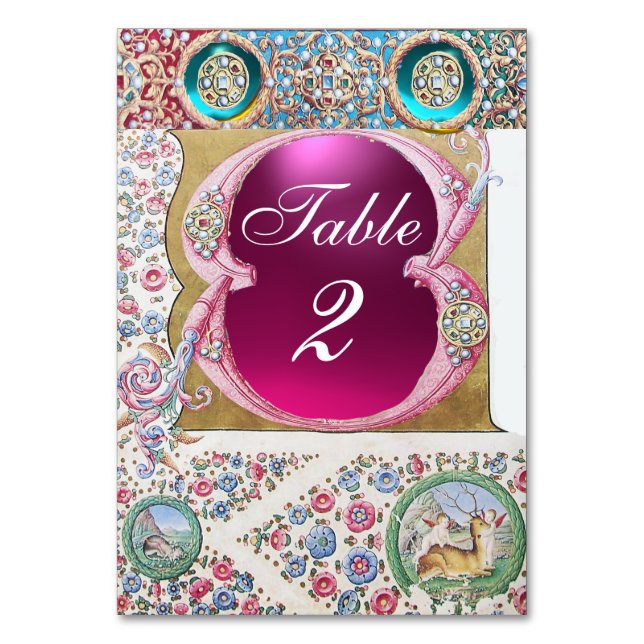 TARJETA DE MESA ROSAS ANTIGUAS, FLORAL, PIEDRAS PRECIOSAS AZUL ROS (Anverso)
