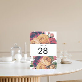 Tarjeta De Mesa Rosas antiguos Bodas de la dieta botánica Números 