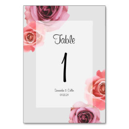 Tarjeta De Mesa Rosas audaces de primavera rosada y morada