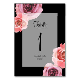 Tarjeta De Mesa Rosas audaces de primavera rosada y morada