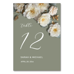 Tarjeta De Mesa Rosas Blancas Flores 3D Boda