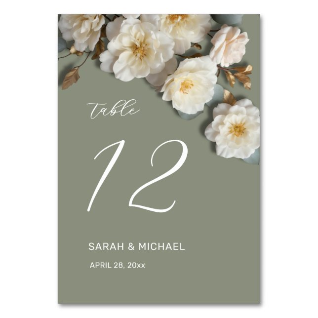 Tarjeta De Mesa Rosas Blancas Flores 3D Boda (Reverso)
