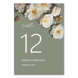 Tarjeta De Mesa Rosas Blancas Flores 3D Boda