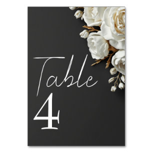 Tarjeta De Mesa Rosas Blancas & Peonías & Floral Malhumorada de Ca