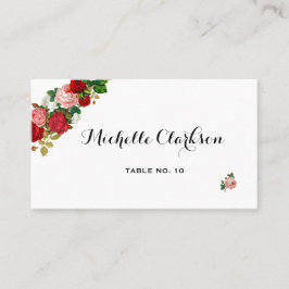 Tarjeta De Mesa Rosas de Borgoña Boda Flor de Garland