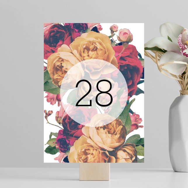 Tarjeta De Mesa Rosas de edad Boda de flores botánicas (Subido por el creador)