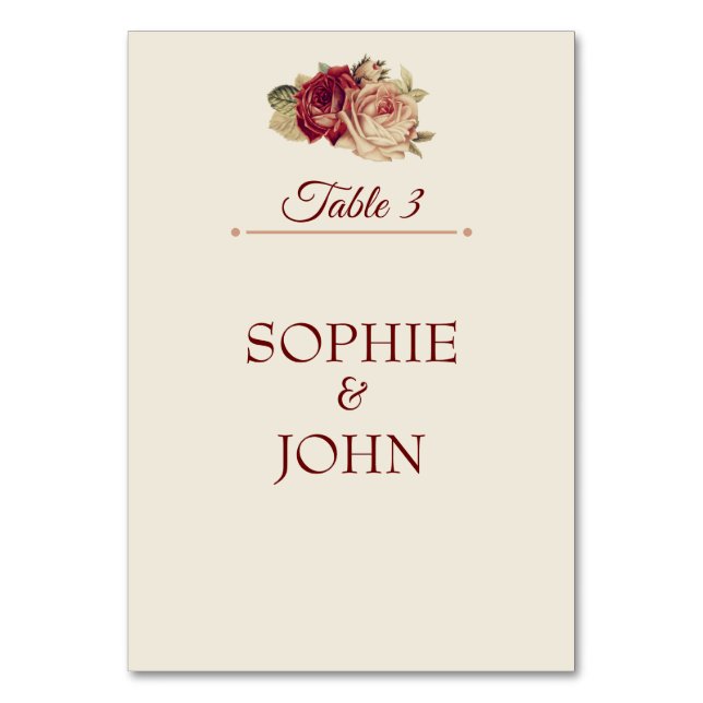 Tarjeta De Mesa Rosas de época (Anverso)